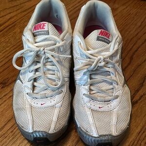 Nike White, Silver and pink Athletic Shoes